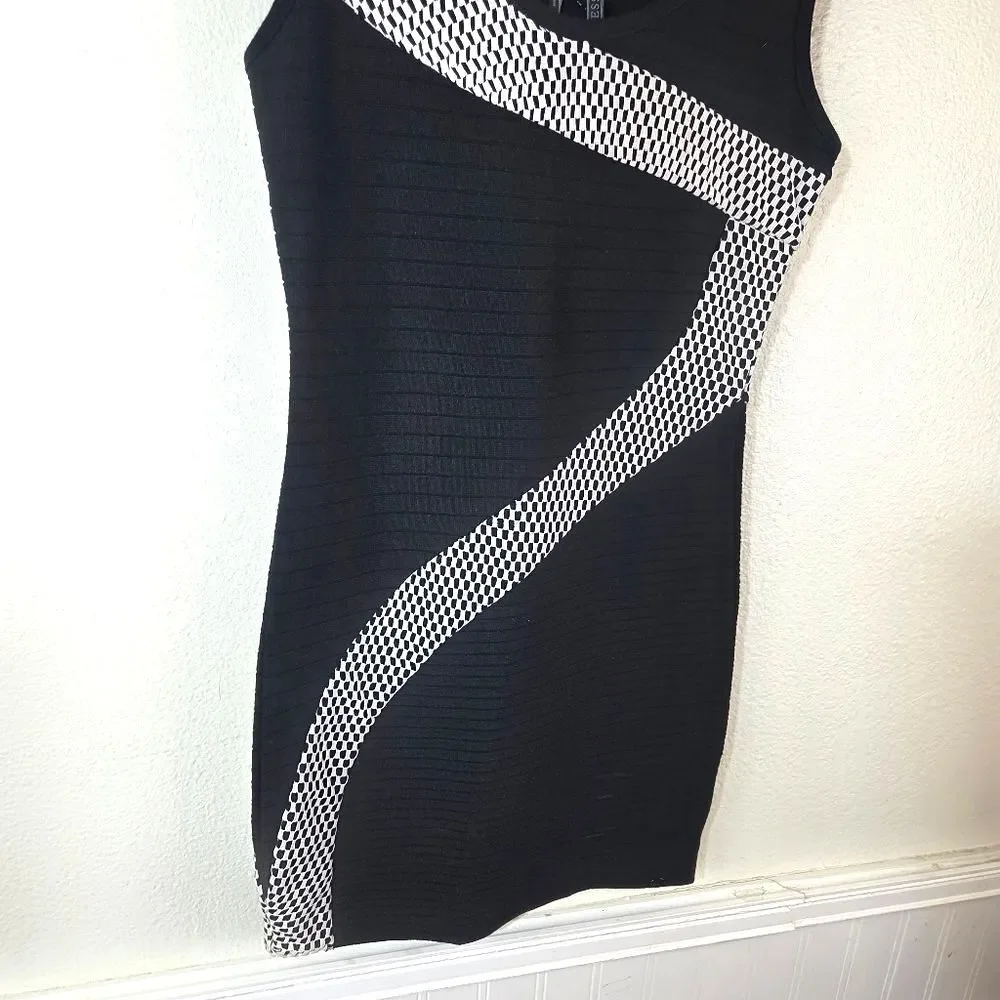 Women's Guess Bodycon Snatched Elegant Black and White Mesh Women's Dress Size S - Picture 5 of 10